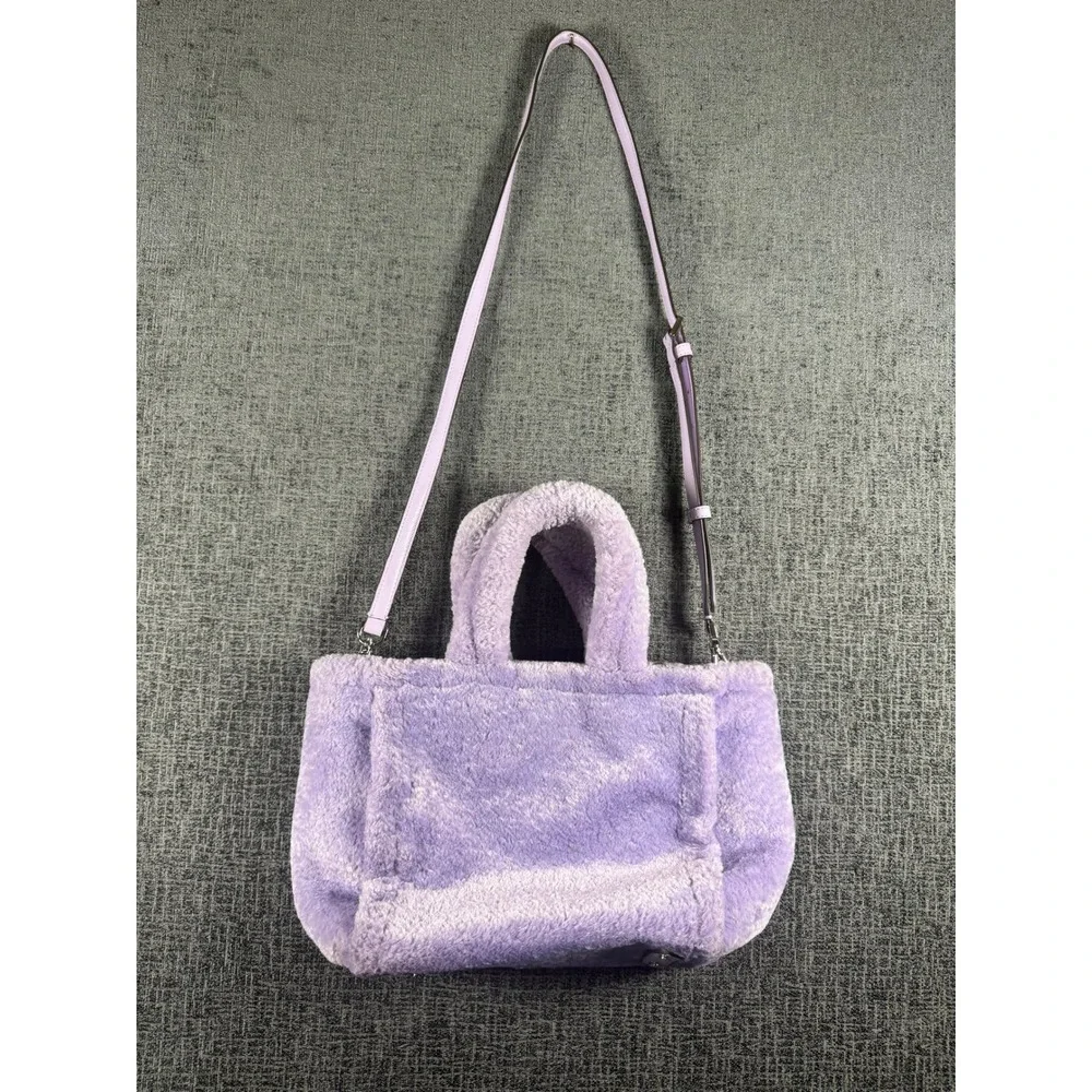 Kate Spade New York Lavender Faux Fur Tote Bag Purple Sherpa Crossbody Handbag